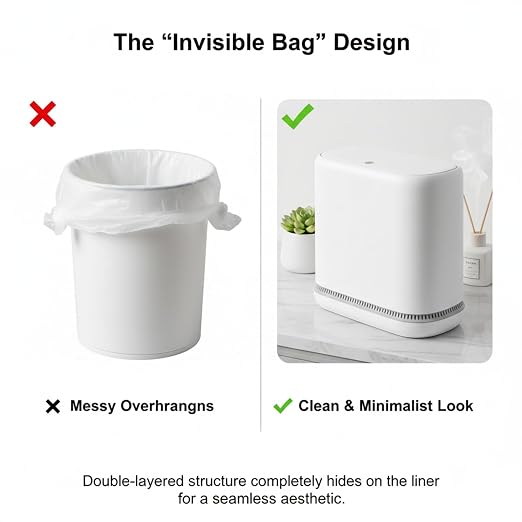 Dog Proof 3.3 Gal Slim Bathroom Trash Can with Locking Lid, Fits 4 Gal Bags | Removable inner bucket, 6.9 in slim width, modern white finish, compact profile for bathrooms and bedrooms