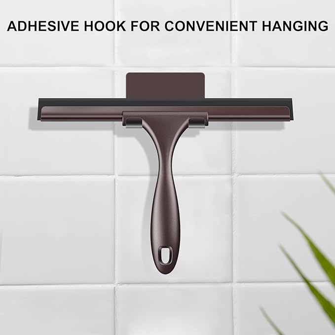 SetSail Shower Squeegee for Glass Doors, 12 Inches, Bronze | All-Purpose Squeegee for Shower Glass Door Stainless Steel Window Squeegee with Hook for Car Windshield