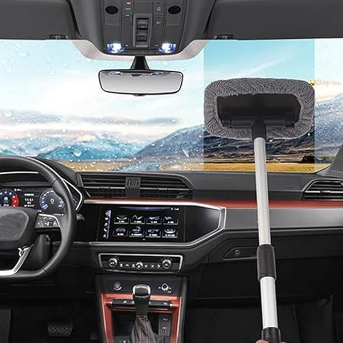 Windshield Window Cleaner Tool, Windshield Magnetic Car Window Cleaner, Magnetic Window Cleaner for Cars, Expandable Car Window Cleaner Tool with Microfiber Pads and Spray Bottles (2set)