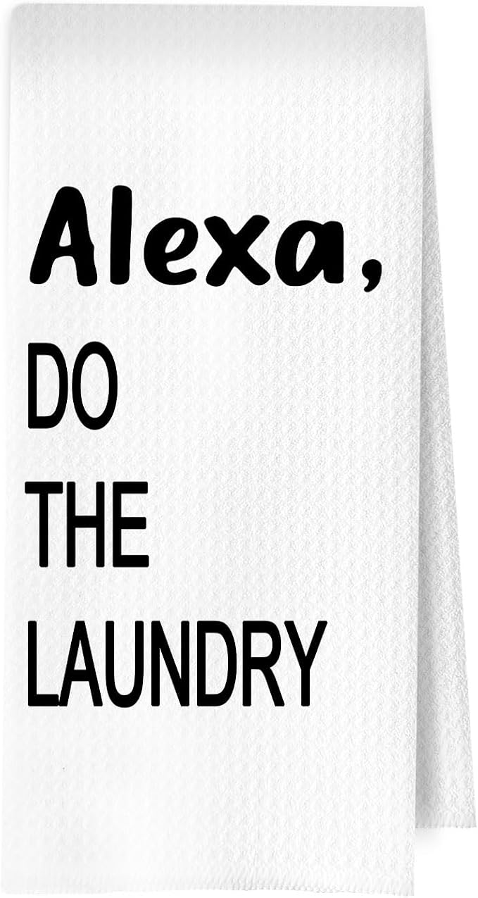 Funny Laundry Room Decor - Laundry Decorative Waffle Hand Towels for Washroom, Funny Hand Towels for Bathroom Decor, 16×24 Inches