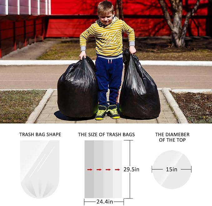 Teivio Medium Black Trash Bags 10 Gallon 40 Count Kitchen Garbage Bags | Fit 30-35 Liters,6,7,8,9,10Gal, Plastic Waste Basket Bins Can Liners for Home Bathroom Office Car,Unscented