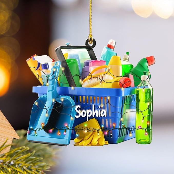 Personalized Cleaning Tools Ornament, Custom Housekeeping Christmas Tree Decoration, Holiday Keepsake Gift for Cleaners, Janitors, Pressure Washers, Housekeepers, Maids and Cleaning Lovers (CT9)