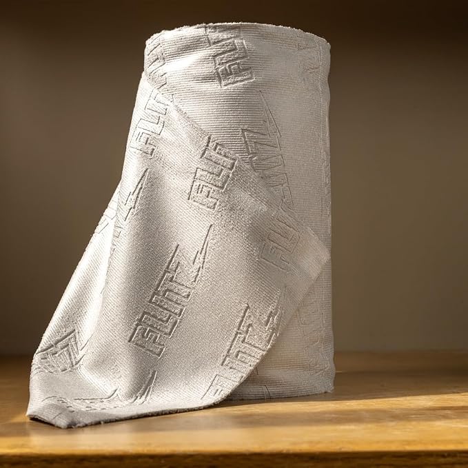 FLITZ Tear Away Microfiber Towel Roll (30 Sheets) - 12" x 12" Cloth Paper Towels - Reusable & Washable Ultra Absorbent Cleaning Cloth Roll for Cars, Kitchens, Appliances - Grey (1 Pack)