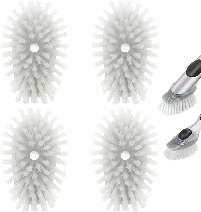 Brush Refills for OXO Dish Brush | 4 Pack Dish Brush Cleaning Soap Dispensing Head Replacement for Scrubber(Grey)