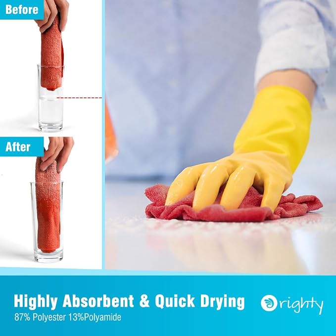 Orighty Cleaning Cloths, Shop Towels 100 Pack, Shop Rags Reusable, Microfiber Cleaning Rags Bulk for Cars, Multi-Purpose Lint Free Towels for Automotive, Mechanic, Kitchen, 11.5’’ x 11.5’’, Red | Microfiber Towels for Cars, Multi-Purpose Shop Towels, S...
