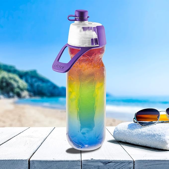 O2COOL Mist N Sip 20 oz Misting Reusable Sports Water Bottle Pride