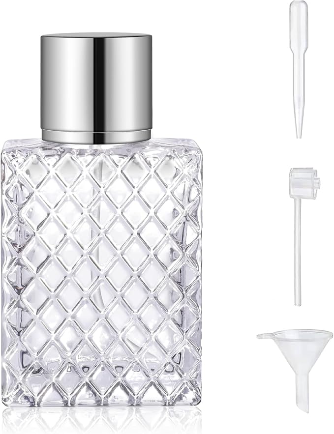 50ml/1.7 Oz Vintage Glass Perfume Spray Bottle Atomizer Empty | Refillable Perfume Cologne Spray Bottle Fine Mist with 3 Kinds of Perfume Dispenser
