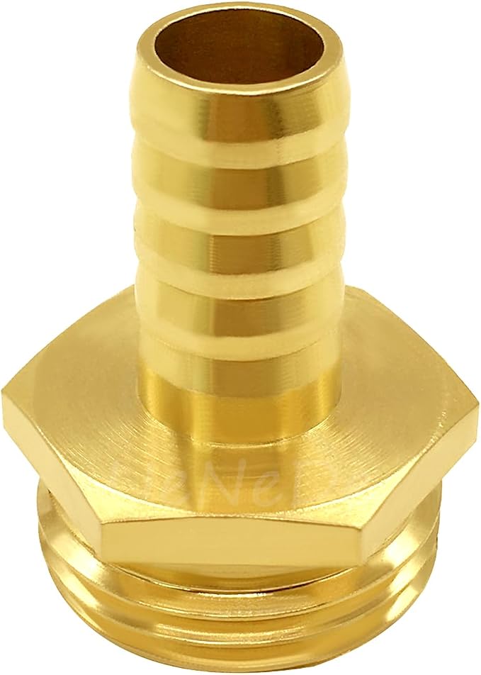 Uenede Brass 1/2" Barb x 3/4" GHT Male Garden Hose End Connector, 2PCS | Splicer Mender Repair Fitting Fit for 1/2"ID Garden Hose Includes Clamps