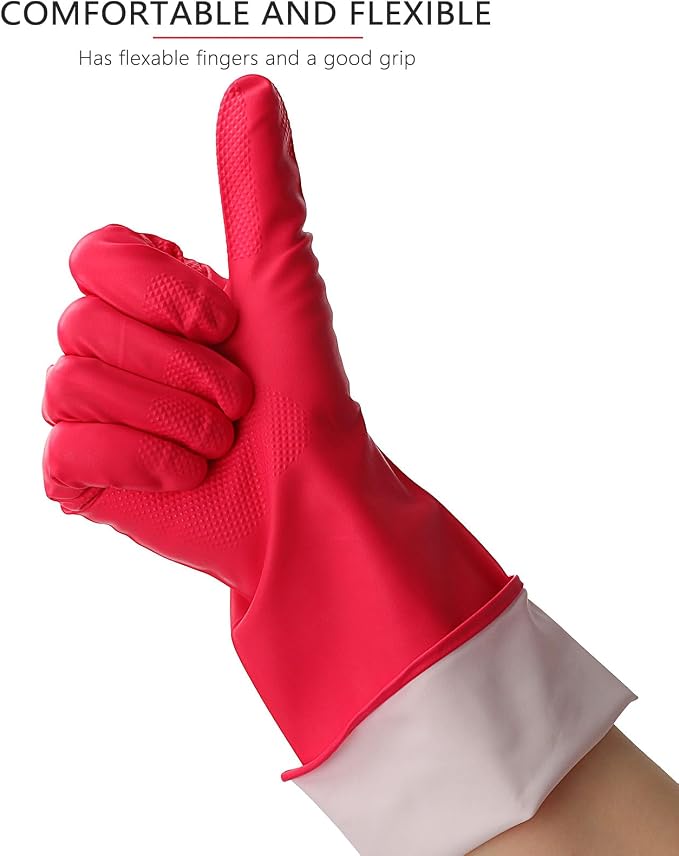 Latex Free Nitrile Cleaning Gloves, Small, 3 Pairs | 12 Mil Thick, Reusable Gloves with Non-Slip Grip, Waterproof for Dishwashing, Kitchen, Bathroom & Household Cleaning
