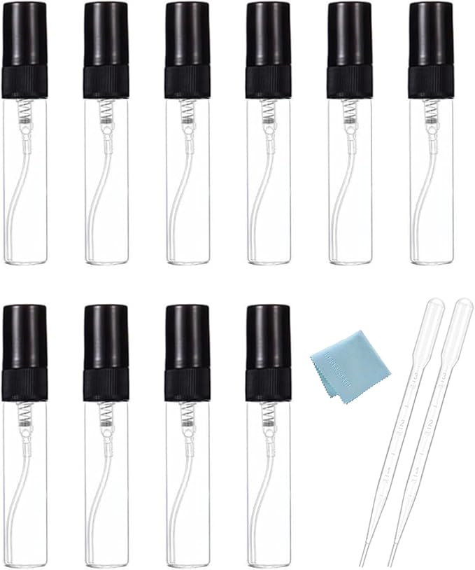 Elfenstall- 10Pcs 5ml Mini Spray Bottles Clear Glass Bottles Empty Fine Mist Atomizer Small Refillable for Cologne Perfume fragrances Liquid Sample Containers