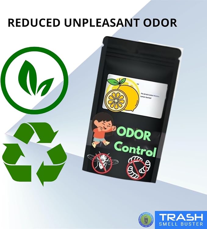 Outdoor Trash Can Lid Cover – 32 Gallon Elastic Seal, Odor Control, Lemon Scented, Chemical Free, Reusable 1 Pack