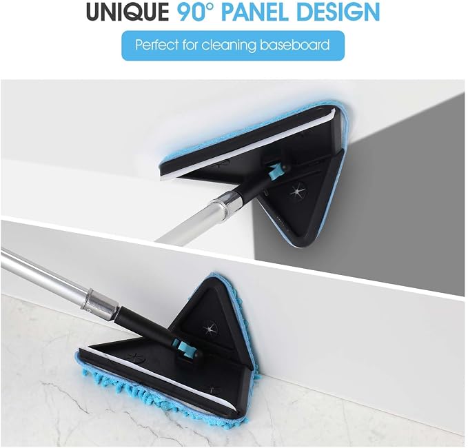 20ft Painted Wall Mop, 12ft Extension Pole, High Ceiling Cleaning Tool | Heavy Duty, 3-in-1 Cleaning Kit, 4 Microfiber Chenille Pad, Cobweb Duster, Fan, Baseboard, Window Squeegee Kit