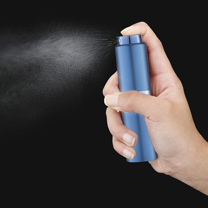 Cologne Travel Bottle 20ml - Large Size Perfume Atomizer Refillable for Men - Pocket Empty Fragrance Sprayer for Refill - 0.67oz Portable Twist Spray Sample Container for Purse Blue