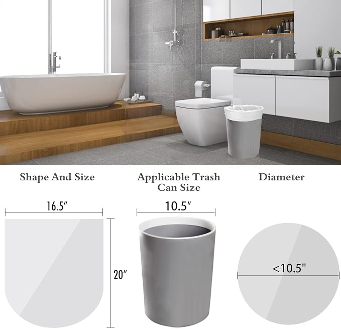 Charmount Small Trash Can Liners, Garbage Bags for Bathroom, Kitchen, Office, Bedroom, 2.6 Gallon, Unscented,105 Counts (White) … (Pack of 2)