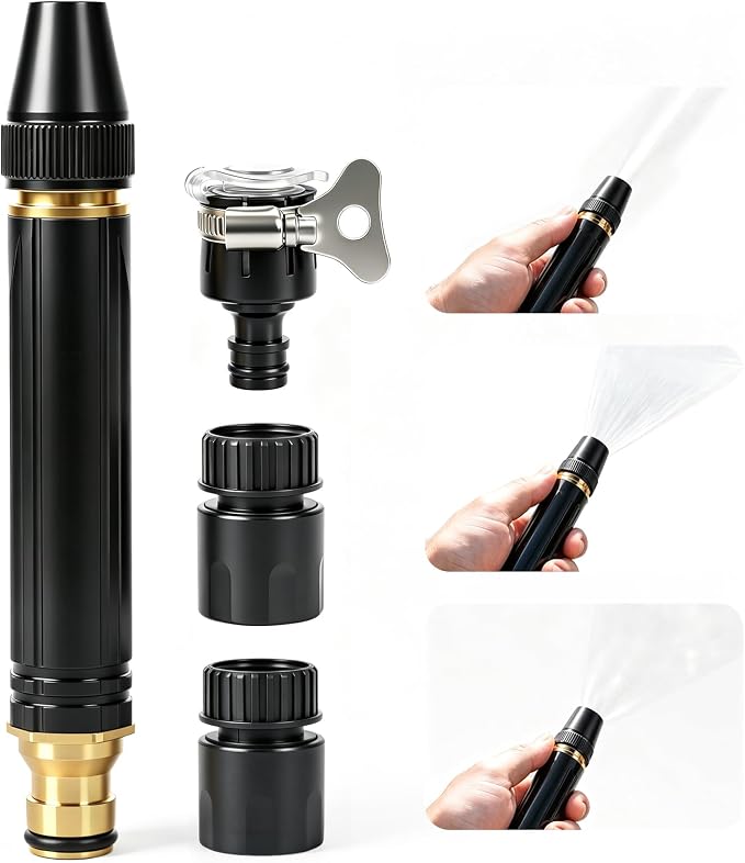 Heavy Duty Hose Nozzle, Adjustable water High Pressure Water Hose Nozzle | US Standard 3/4"with metal material leak-proof Garden Hose Sprayer, Car Wash, Lawn, Garden Watering, Patio Cleaning