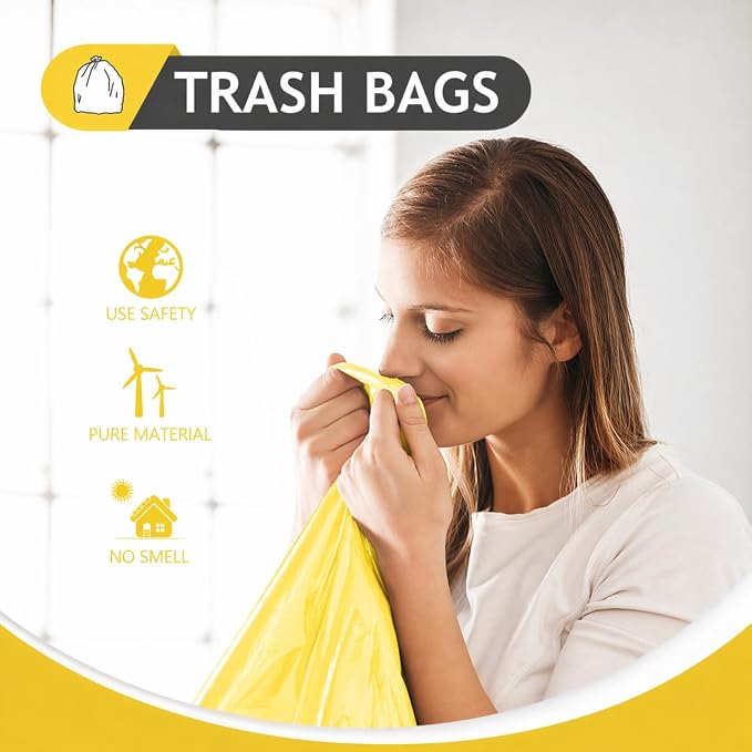 Teivio Small Yellow Trash Bags 4 Gallon 160 Count Kitchen Garbage Bags | Fit 12-15 Liters,3.5,3.8,4,4.5Gal,Multicolor Mini Plastic Waste Basket Bins Can Liners for Bathroom Office Car dog poop bags