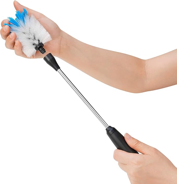 MOSOLAN Stainless Steel Bottle Brush Refills, White | 3 Pack Replacement Brush Heads, Flat Head