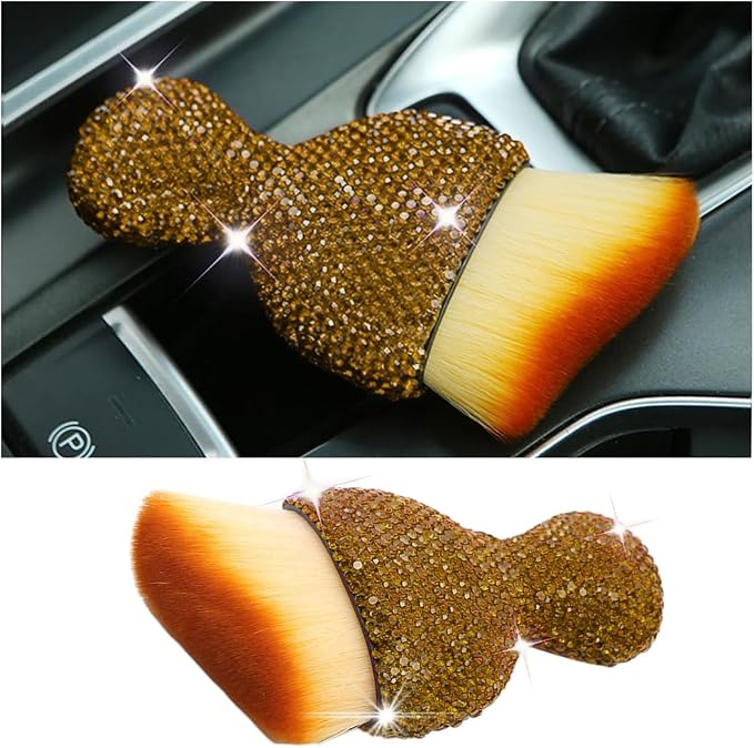 zipelo Diamond-Handle Car Detailing Dust Brush, Light Brown | soft synthetic bristles, beveled profile reaches narrow gaps, scratch-free wet or dry use, compact storage, cleaning tools