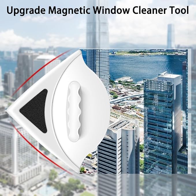 Window Cleaner, Magnetic Window Cleaner, Sponge Wiper Cleaning Brush Double Sided, Upgrade Magnetic Glass Cleaner Tool (Cyan (Applicable to 5-15mm))