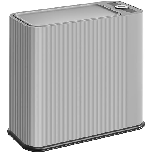 3.5 Gal Bathroom Trash Can with lid, Small Slim Kitchen Garbage Can,Gray | Plastic Office Waste Bin, Wastebasket for Narrow Space