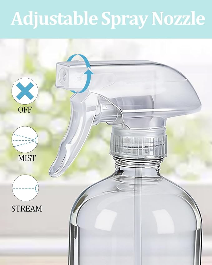 2 Pack 360° Glass Spray Bottles with Silicone Sleeve Grey | 360° Inverted Spray Nozzle, Gravity Ball Designed for Cleaning Crack & Crevice, Leak-proof and Pressure-Resistant Design