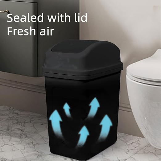 5.5 Gallon Under Sink Trash Can with Swing Lid, Compact Plastic Small Slim Bathroom Trash Can,Easy to Clean,Detachable Kitchen Garbage Can for Kitchen,Bathroom,Office,Dorm Room,Bedroom,Restroom