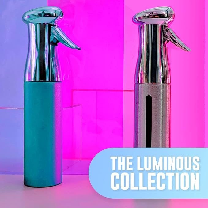 Colortrak Luminous Spray Bottle, 250ml/8.5oz, Aqua | Full 360 Degree Distribution for Custom Saturation, Easy-Use Pump for Hair Misting, Quick View Window to Monitor Water Level