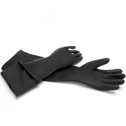 Black Rubber Gloves Extra Large, 22" Long Chemical Resistant Gloves, Waterproof Reusable Dishwashing Household Cleaning Safety Work Heavy Duty Industrial Rubber Glove, 1 Pair XXL