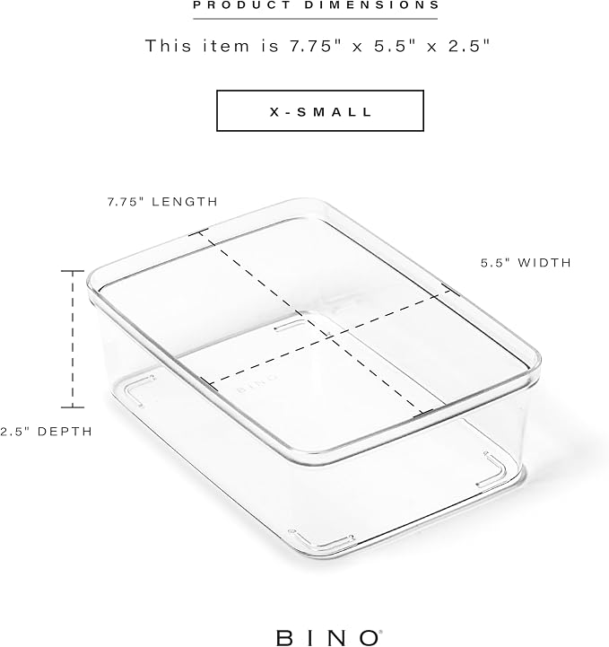 BINO | Plastic Storage Bins, X-Small - 15 Pack | THE LUCID COLLECTION | Multi-Use Built-In Handles BPA-Free Clear Storage Containers | Fridge Organizer | Pantry & Home Organization
