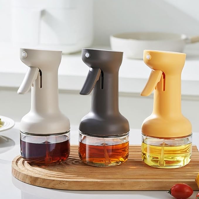 Multifunctional Glass Oil Sprayer Bottle With Pressurized Silicone Pump Nonslip Handle For Cooking Vinegar And Sauce Dispensing