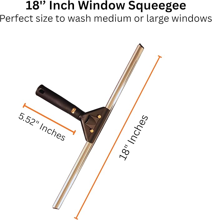 18 Inch Window Squeegee and Window Washer, Professional Window Cleaning Kit, Swivel Handle Squeegee with Aluminum T-Bar Window Scrubber and Microfiber Sleeve