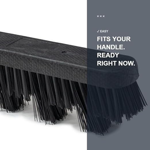 RIGCRAFTOR Heavy Duty Reefer Trailer Broom Brush, Wide Head Push Broom, Stiff Synthetic Bristles for Grooved Floors, Professional Truck and Semi Trailer Cleaning Tool, Black