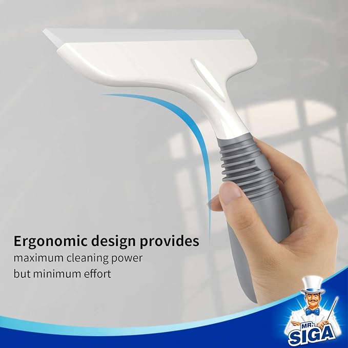 MR.SIGA Silicone Squeegee for Shower Doors, 10 inch, White & Gray, 4 Pack