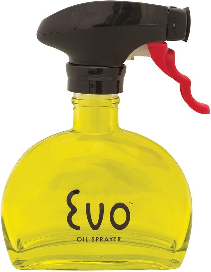 Evo Oil Sprayer Glass, Non-Aerosol for Olive, Cooking Oils, and Vinegars, Yellow, 6-Ounce Capacity