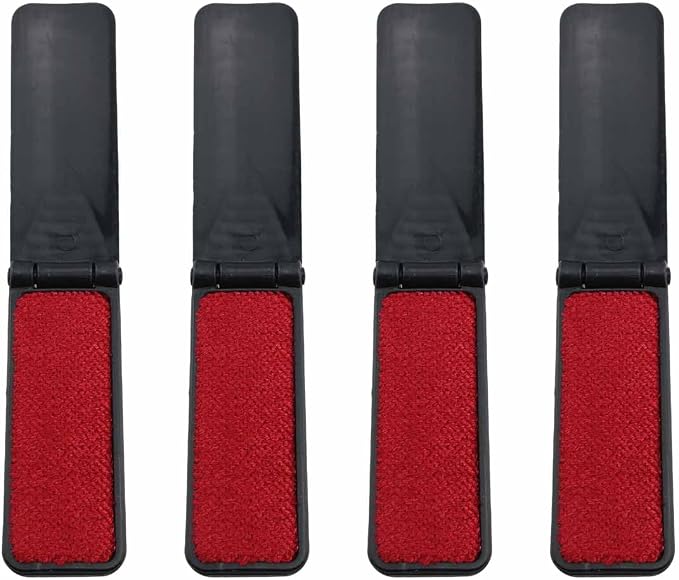 4PCS Collapsible Portable Lint Remover Brush Clothes Plastic Lint Roller for Furniture Sofa Pet Hair Fabric Lint Removal Tool Length 7.08in Black