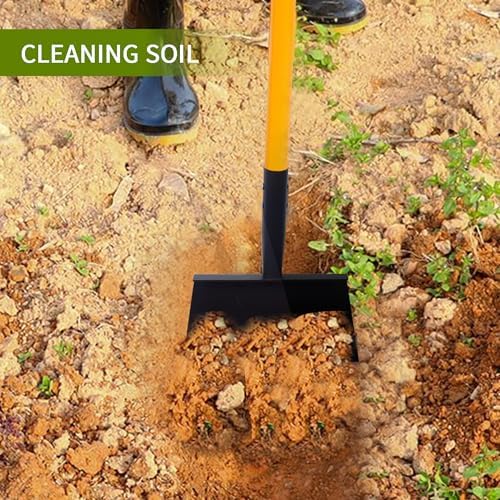 Cleaning Shovel, 51 Inch Heavy Duty Flat Snow Weeding Tool | Multifunctional, Tungsten Steel, Fiberglass, One-Piece Handle, 2 LB, No Assembly Required, Driveway, Patio, Garden, Sidewalk