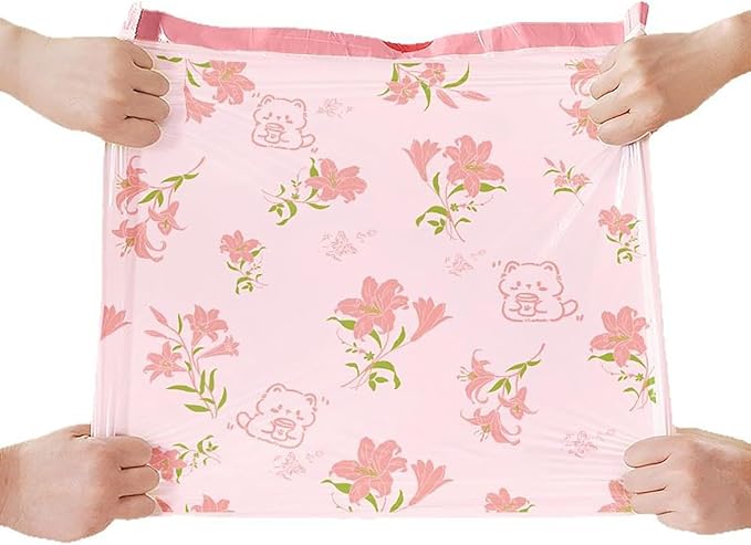 4 Gallon Small Trash Bags 156pcs Tearing-Free Drawstring for Bathroom Office Home Bedroom Trash Can with Pink Lily Printed Garbage Basket Bags