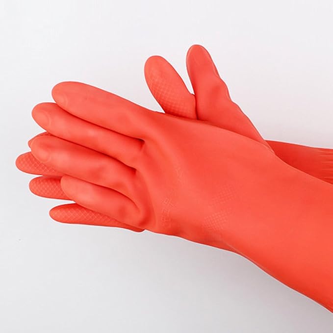 22.05" Long Cuff Natural Latex Cleaning Gloves, Reusable Non-Slip | Waterproof Tear-Resistant Full Arm Protection Natural Rubber Gloves for Dishwashing, Kitchen, Bathroom & Household Chores