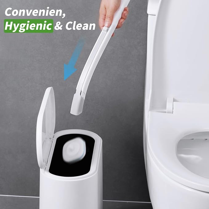 Disposable Toilet Brush 2 Pack- Toilet Bowl Cleaner, Toilet Cleaning Supplies, Toilet Brush with Holder, 28 Refills for Deep Cleaning and Hygienic Bathroom Maintenance