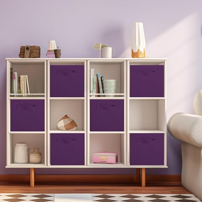 ShellKingdom Storage Bins, Foldable Fabric Storage Cubes And Cloth Storage | Storage Organizer For Closet And Toys, 10.5x10.5x11 INCH, 6 Pack (Purple)
