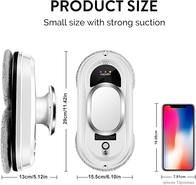 CHOVERY 3000Pa Corded Window Cleaner Robot with Remote Control | Window Cleaning Robot with 3.0AI Path Planning Glass Cleaning Robot for Framed Windows/Tiles/Class Door