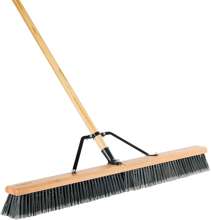 Restaurantware-BROOM HEAD ONLY: Clean Tek Professional 36-Inch Broom Head, 1 Heavy-Duty Push Cleaning Tool - Handle And Brace Sold Separately, Medium Plastic Bristles, Wooden, Commercial Use