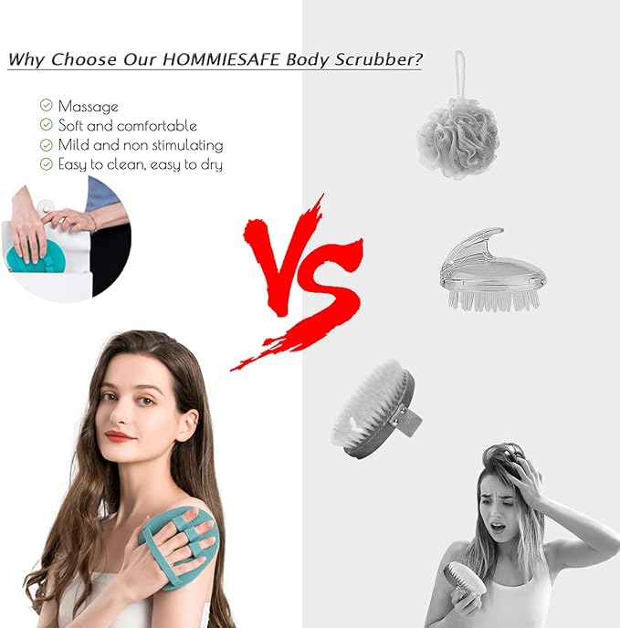 4 Pack Soft Silicone Shower Brush, Body Exfoliating Skin Massage Scrubber, Dry Skin Brushing Glove Loofah, Fit for Sensitive and All Kinds of Skin (4 Pack-PP1) | Dry Skin Brushing Glove Loofah, Fit for Sensitive and All Kinds of Skin (4 Pack-PP1)