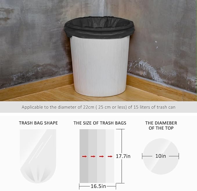 Teivio Small Black Trash Bags 2.5 Gallon 170 Count Bathroom Garbage Bags | Fit 8-10 Liters,2,2.2,2.5,2.6Gal,Mini Plastic Waste Basket Bins Can Liners for Home Bathroom Office Car dog poop bags