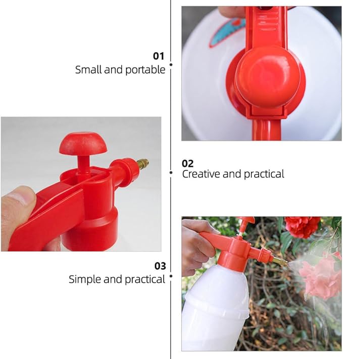 2pcs L Red Garden Sprayer with Adjustable Nozzle for Plants | Pp and Copper Build, Refillable 0.8l Capacity, Portable Indoor Outdoor Use
