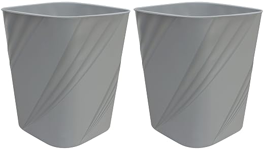 DAJITRE Small Plastic Trash Can Wastebasket Recycling Bin for Bathroom, Dorm, Bedroom，Home Office, Garbage Can for Bedroom, Kids Room (2, Grey)