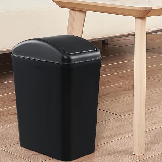 4.5 Gallon Slim Trash Bin with Lid, Swing Top Garbage Can, Black