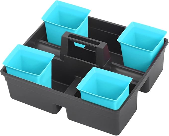 Portable Plastic Storage Basket for Housekeeping Sky- Organizer Handle for Cleaning Supplies for Hotels Bathrooms and Tool Organization