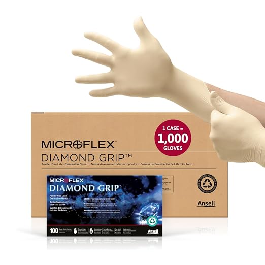 Ansell MICROFLEX Diamond Grip MF-300 Disposable Latex Gloves XL (1000)