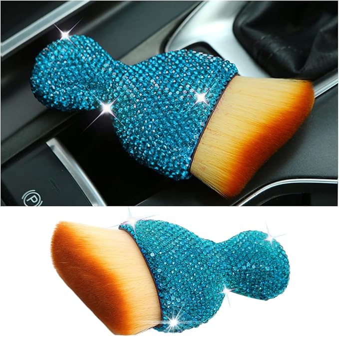 zipelo Diamond-Handle Car Detailing Dust Brush, Lake Blue | soft synthetic bristles, beveled profile reaches narrow gaps, scratch-free wet or dry use, compact storage, cleaning tools